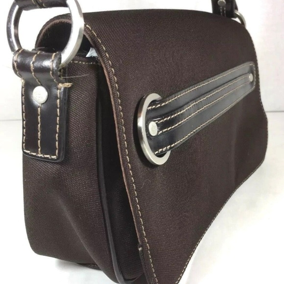 Cole Haan Brown Fabric Leather Trim Shoulder Bag - Picture 4 of 8